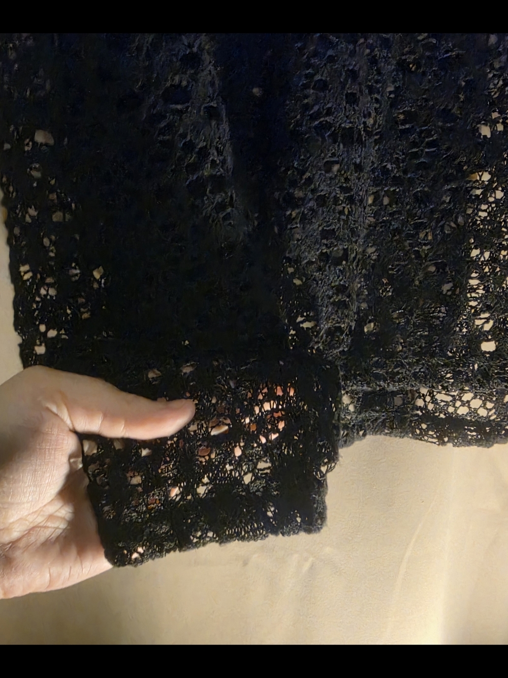 NWT No Boundaries Black Long Sleeve Crop Top Open-Weave Sweater - XL - Picture 5 of 5